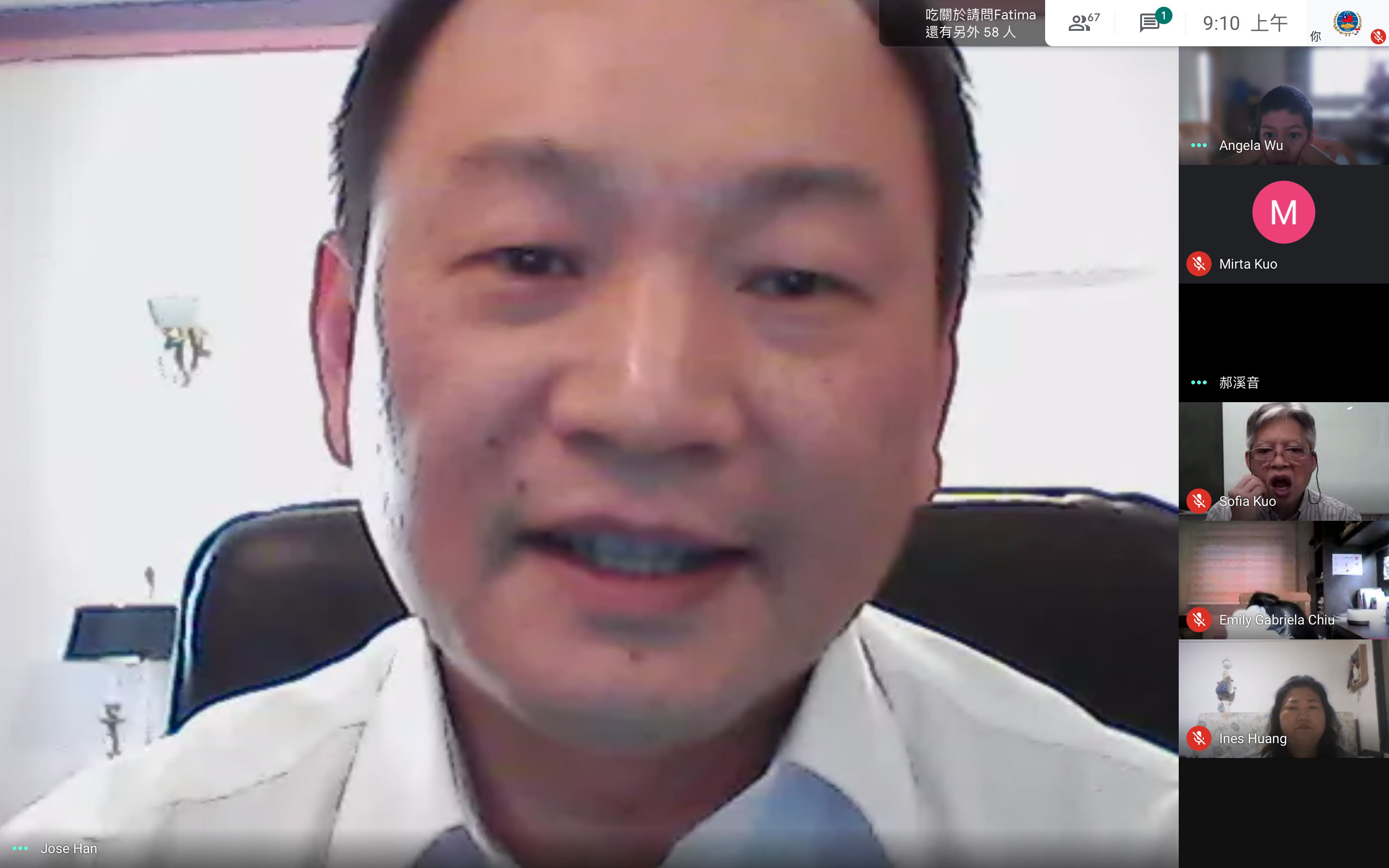 韓志正大使應邀於巴拉圭線上華語朗讀比賽致詞，勉勵僑民子弟。