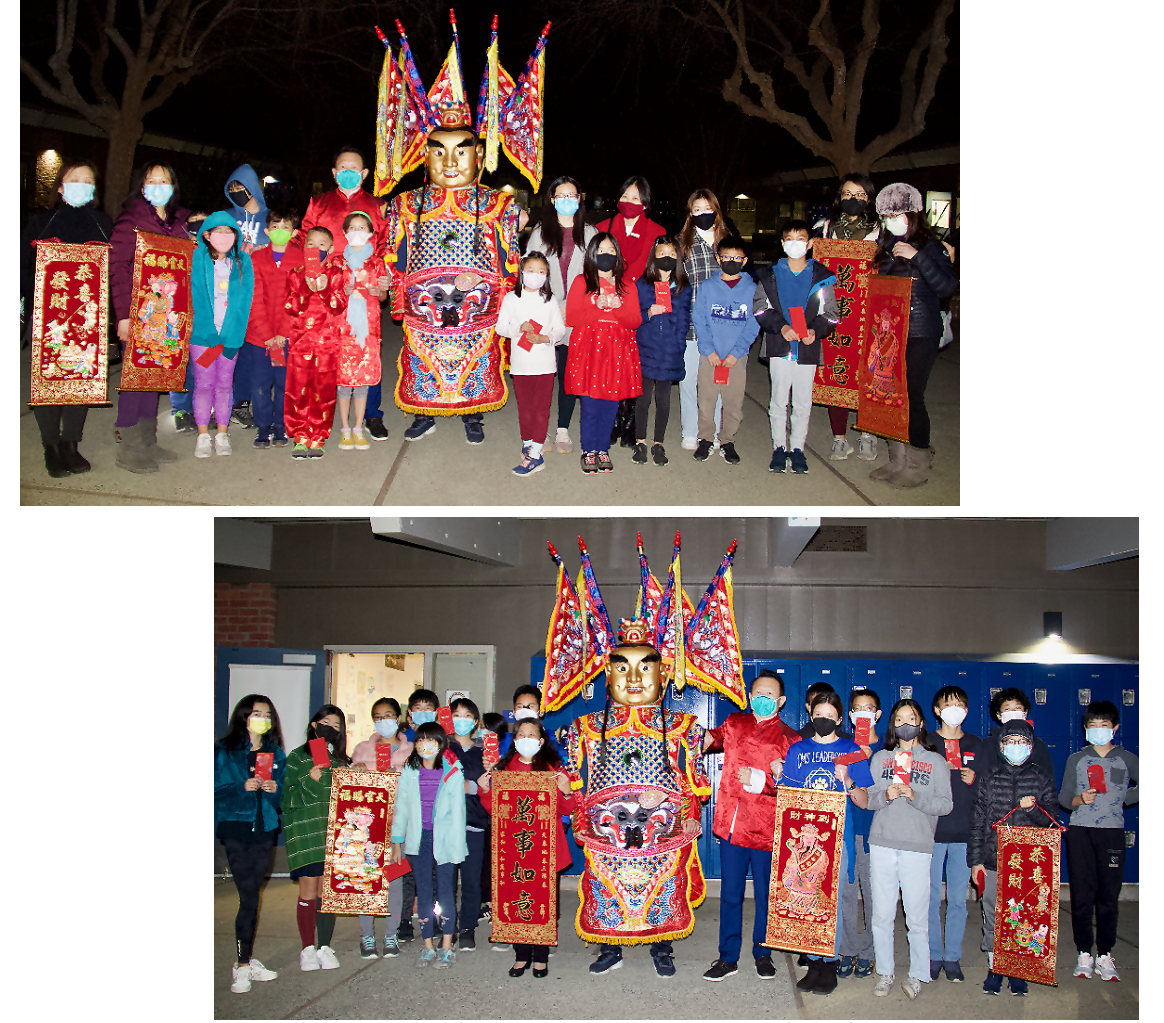 寇惠風校長（著紅色唐衫）與二語班 CSL2（上圖）、傳統班7-1（下圖），全體師生合影