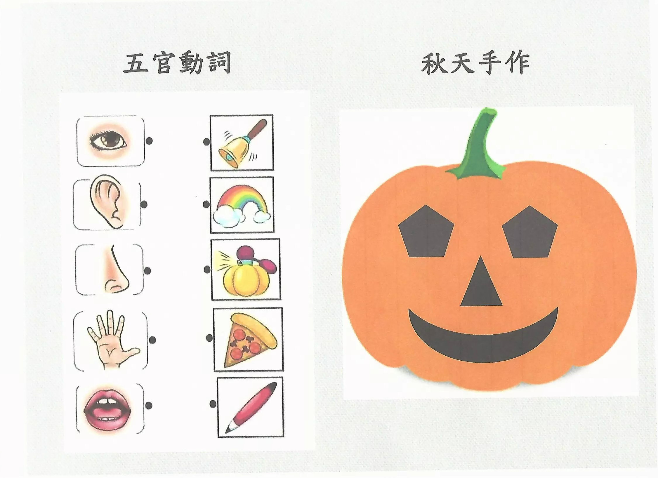 五官動詞及秋天手作